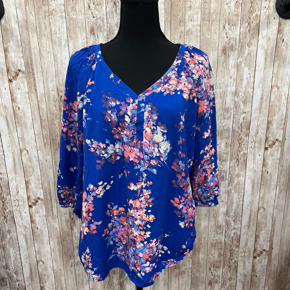 St. John's Bay Blue Floral Blouse - Size L